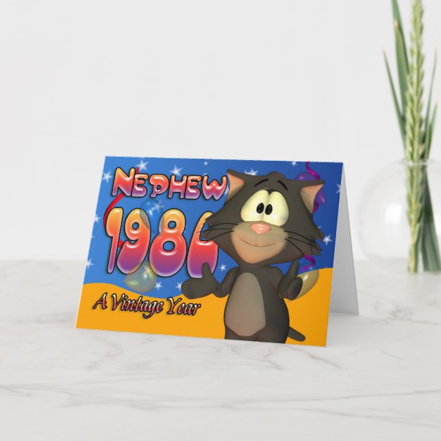 Cartão Sobrinho - aniversário de 30 anos Card Cat 1980 (Frente)