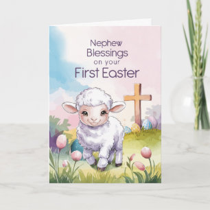 Cartão Sobrinho Bebê Primeiro Easter Cordeiro Religioso C