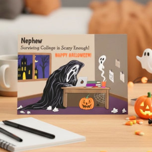 Cartão Sobrinho Ceifador Longe na Faculdade Halloween