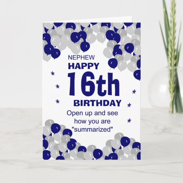 Cartão sobrinho de aniversário resumido (Frente)