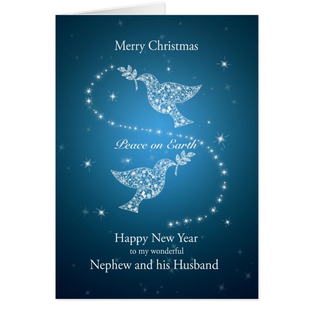 Cartão Sobrinho e seu marido, pombas do Natal da paz (Frente)