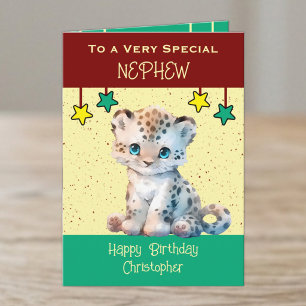 Cartão Sobrinho especial crianças leopardo burgundy anive