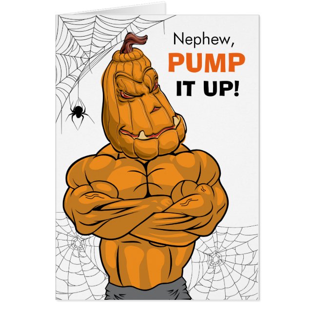 Cartão Sobrinho Halloween Musclatado Jack o'Lantern (Frente)