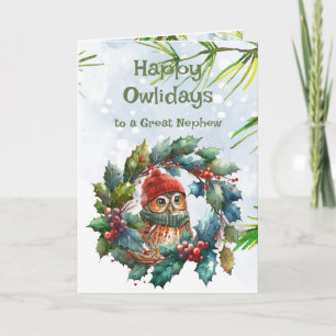 Cartão Sobrinho Natal Coruja Animal Vida Selvagem Naturez