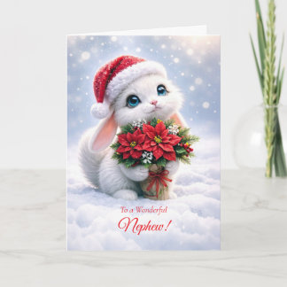 Cartão Sobrinho Natal Feliz Férias Coelho Fofo 