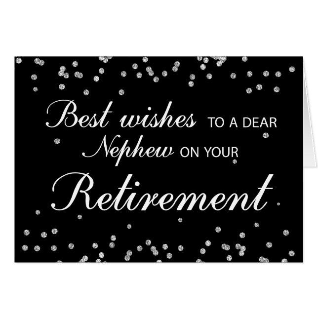 Cartão Sobrinho, Parabéns de Aposentação Preto + Prata (Frente Horizontal)