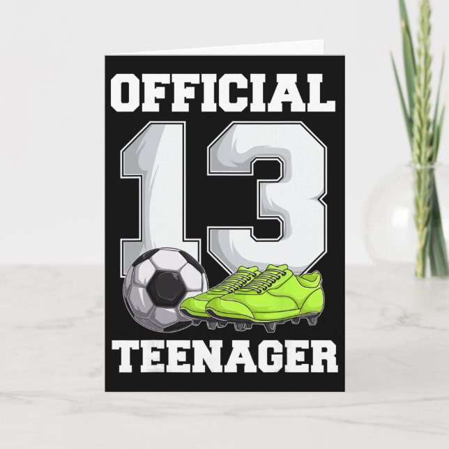 Cartão Soccer 13 Year Old Birthday Boy Shirt, Official Te (Frente)