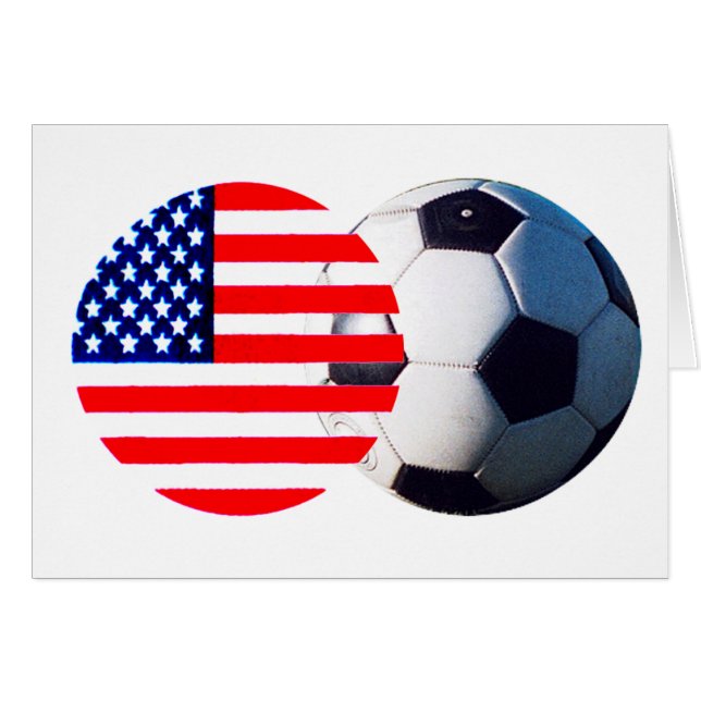 Cartão Soccer Ball & USA Flag MUSEUM Zazzle (Frente Horizontal)