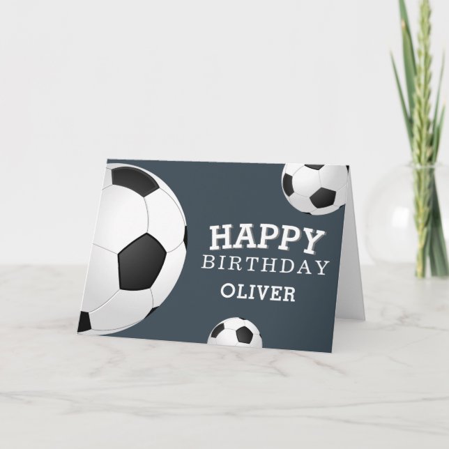 Cartão Soccer Football Balls Sports Happy Birthday Kids (Frente)
