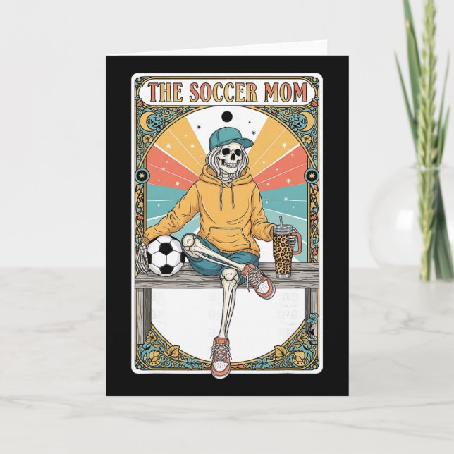 Cartão Soccer Mom Tarot Card Skeleton Coffee Byll Sidelin (Frente)