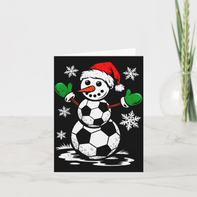 Cartão Soccer Santa Hat Snowman Xmas Funny Soccer Lover C (Frente)