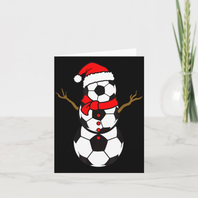 Cartão Soccer Santa Hat Snowman Xmas Funny Soccer Lover C (Frente)