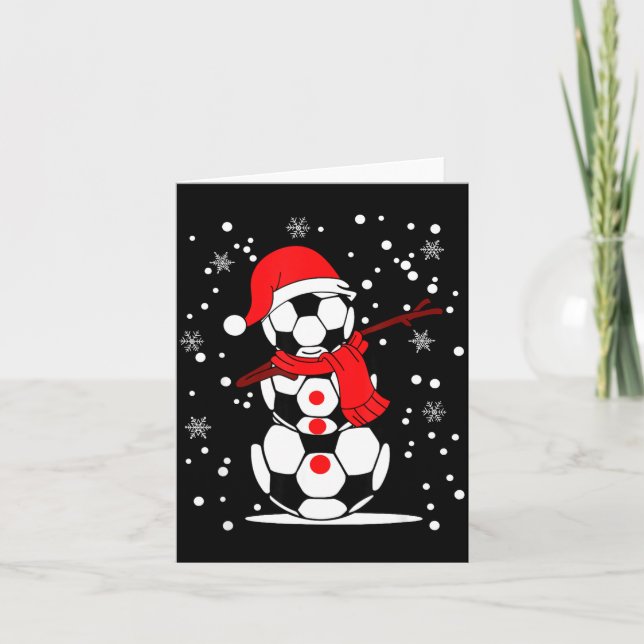Cartão Soccer Santa Hat Snowman Xmas Funny Soccer Lover C (Frente)