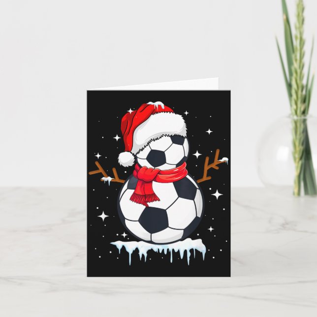Cartão Soccer Snowman Apparel, Funny Santa Christmas Men  (Frente)