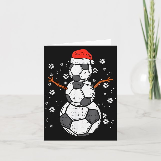 Cartão Soccer Snowman Xmas Christmas Srts Boys Girls  (Frente)