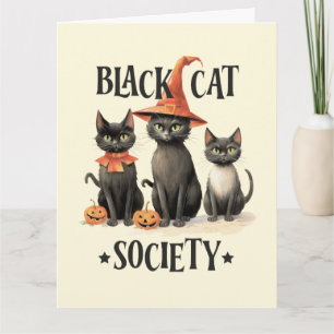 Cartão Sociedade de Gatos Pretos de Estilo Vintage de Mea