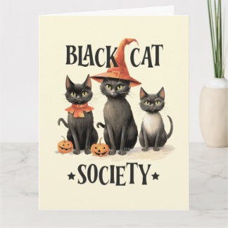 Cartão Sociedade de Gatos Pretos de Estilo Vintage de Mea