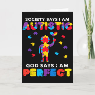 Cartão Society Says Autistic God Perfect Autism Awareness