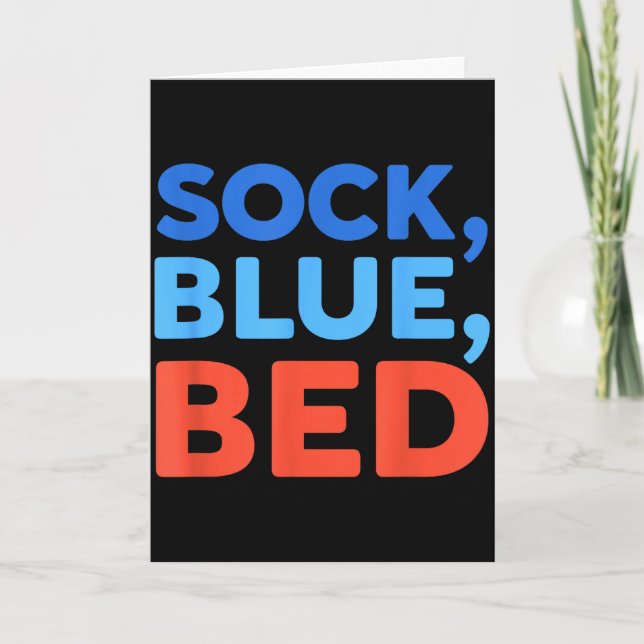 Cartão Sock Blue Bed Funny Meme  (Frente)