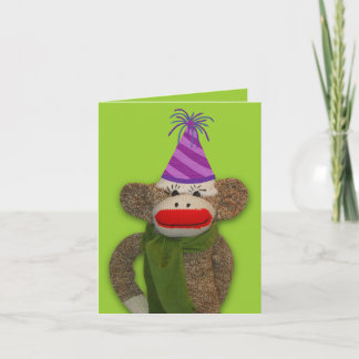 Cartão Sock Monkey Birthday Hat