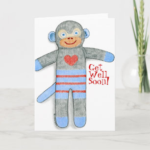 Cartão Sock Monkey Get Well Card
