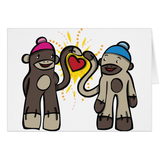 Cartão Sock Monkey Love (Frente Horizontal)