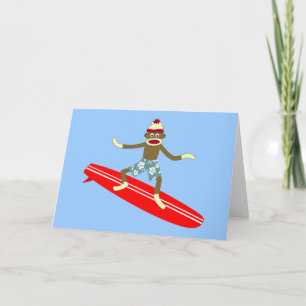 Cartão Sock Monkey Surfer