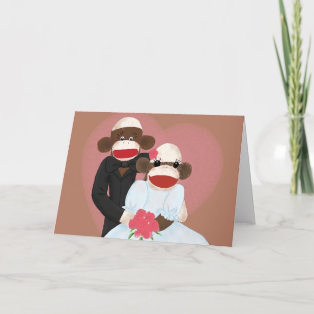 Cartão Sock Monkey Wedding(Bowty & Violet) Card (Frente)