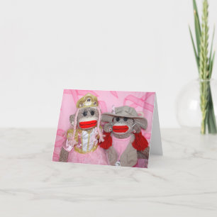 Cartão Sock Monkeys for the Cure GIrlfriends Card