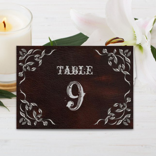 Cartão sofisticado de Números de Tabela de Casamen (Sophisticated Western Wedding Table Numbers Card)