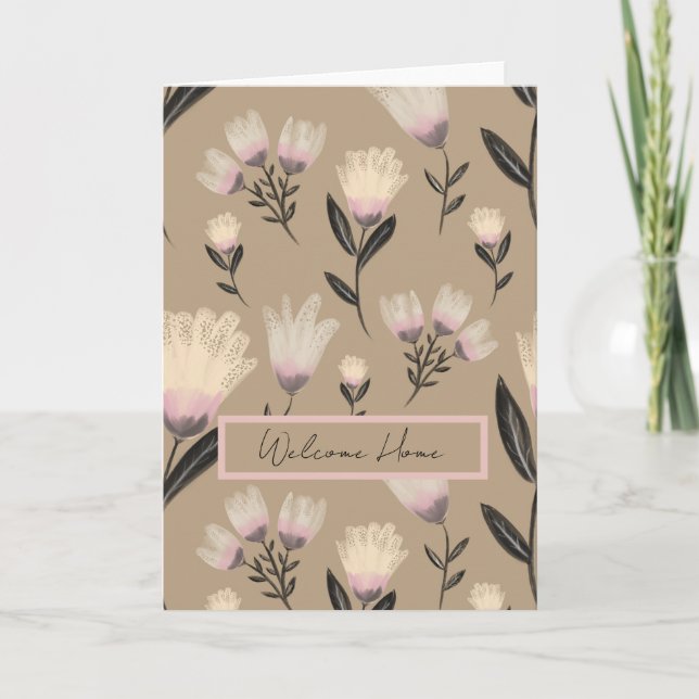 Cartão Soft Blush Botanical Floral Greeting Card  (Frente)