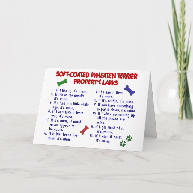 Cartão SOFT-COATED WHEATEN TERRIER Property Laws 2 (Frente)