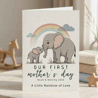 Cartão Soft Elephant Mom Baby First Mothers Day Love