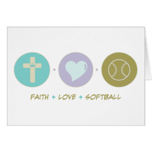 Cartão Softball do amor da fé