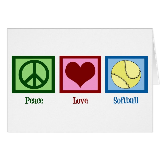 Cartão Softball Peace Love (Frente Horizontal)