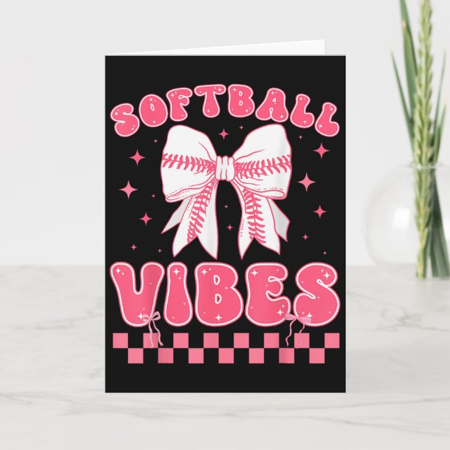 Cartão Softball Vibes Softball Couqette Groovy Softball G (Frente)