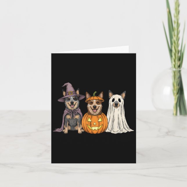 Cartão Soky Ghost Blue Heeler Pumpkin Halloween Dog Lover (Frente)