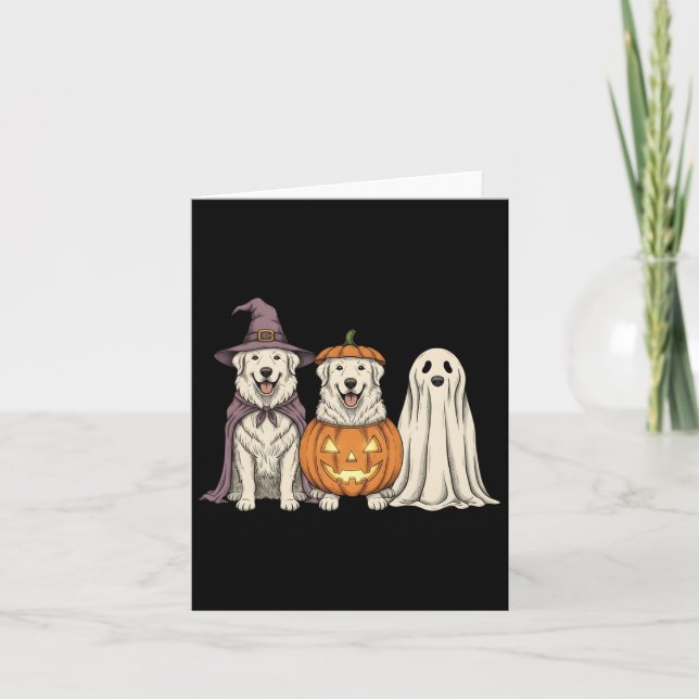 Cartão Soky Ghost Great Pyrenees Pumpkin Halloween Dog Lo (Frente)
