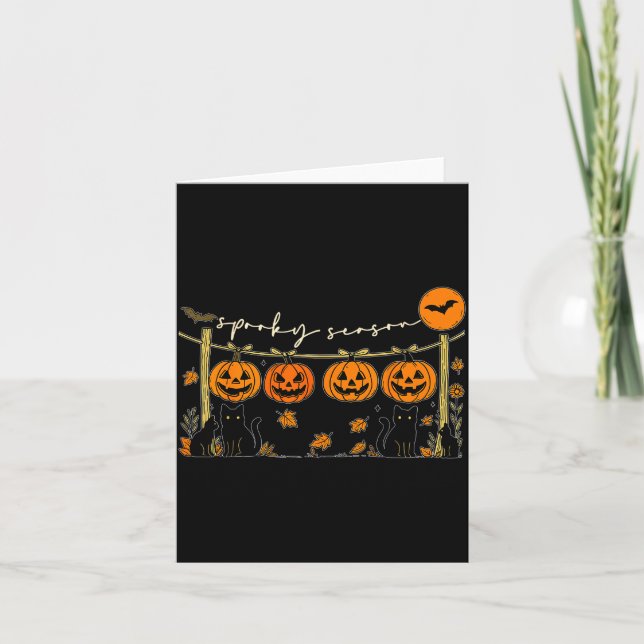 Cartão Soky Season Retro Halloween Black Cat Pumpkin Fall (Frente)