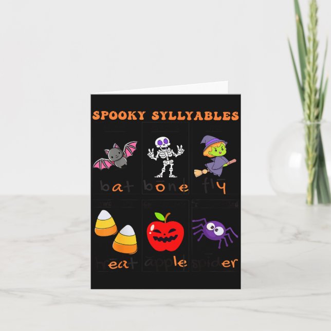 Cartão Soky Syllables Teacher Funny Halloween Educational (Frente)