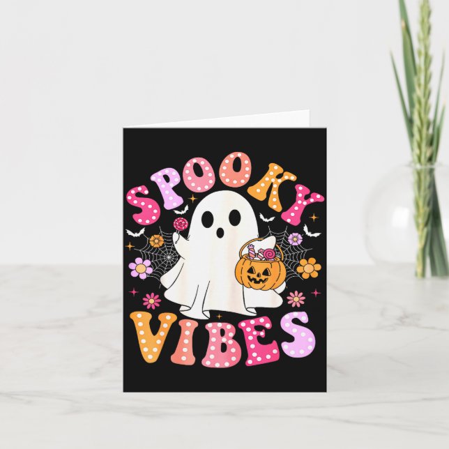 Cartão Soky Vibes Ghost Retro Groovy Halloween Women Girl (Frente)
