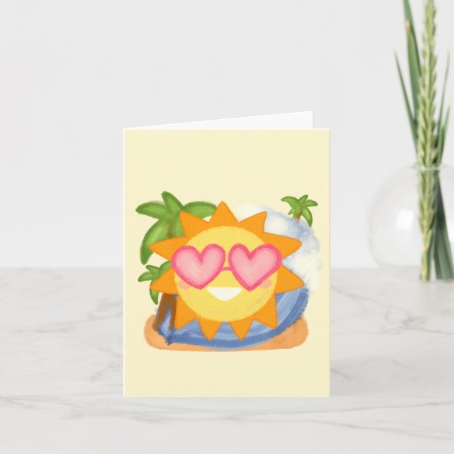 Cartão Sol de Férias de Relaxamento de Verão (Frente)