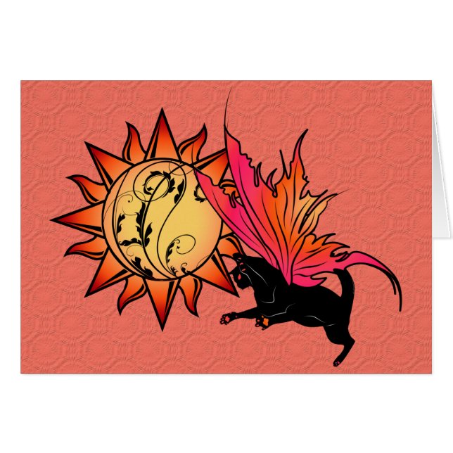 Cartão Sol de gato cósmico (Frente Horizontal)