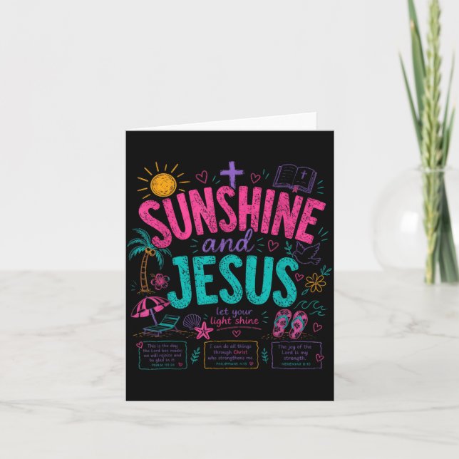 Cartão Sol e Jesus Deixem Sua Luz Brilhar Cristão (Frente)