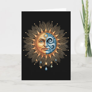 Cartão Sol E Lua Celestial Boho Místico Hipe 90s