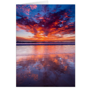 Cartão Sol vermelho sobre o mar, Califórnia