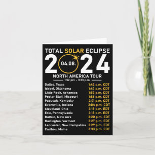 Cartão Solar Eclipse 2024 Estado Turnê na América do Nort
