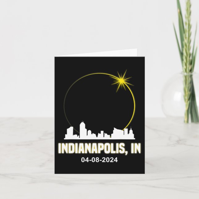 Cartão Solar Eclipse 2024 Indianapolis Skyline Indiana Ec (Frente)