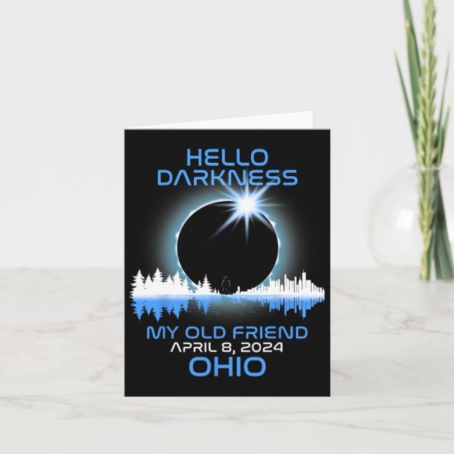 Cartão Solar Eclipse 2024 Ohio Hello Darkness My Old Frie (Frente)