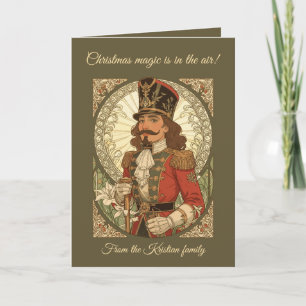 Cartão Soldado de Noz de Natal em estilo Art Nouveau Vint